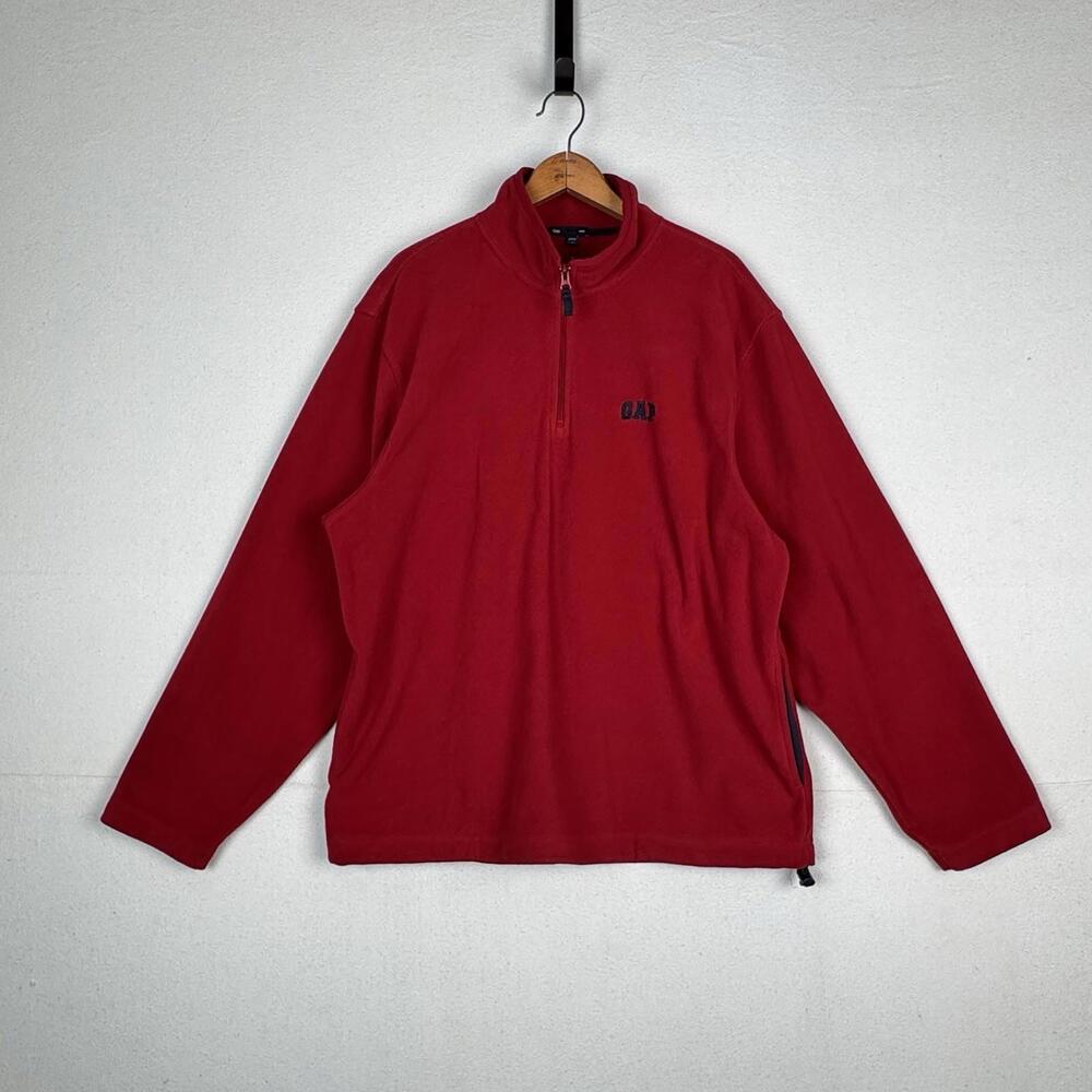 Vintage Gap Fleece 1/4 Zip Long Sleeve Mens XL Red Pullover‎ Shirt Jacket